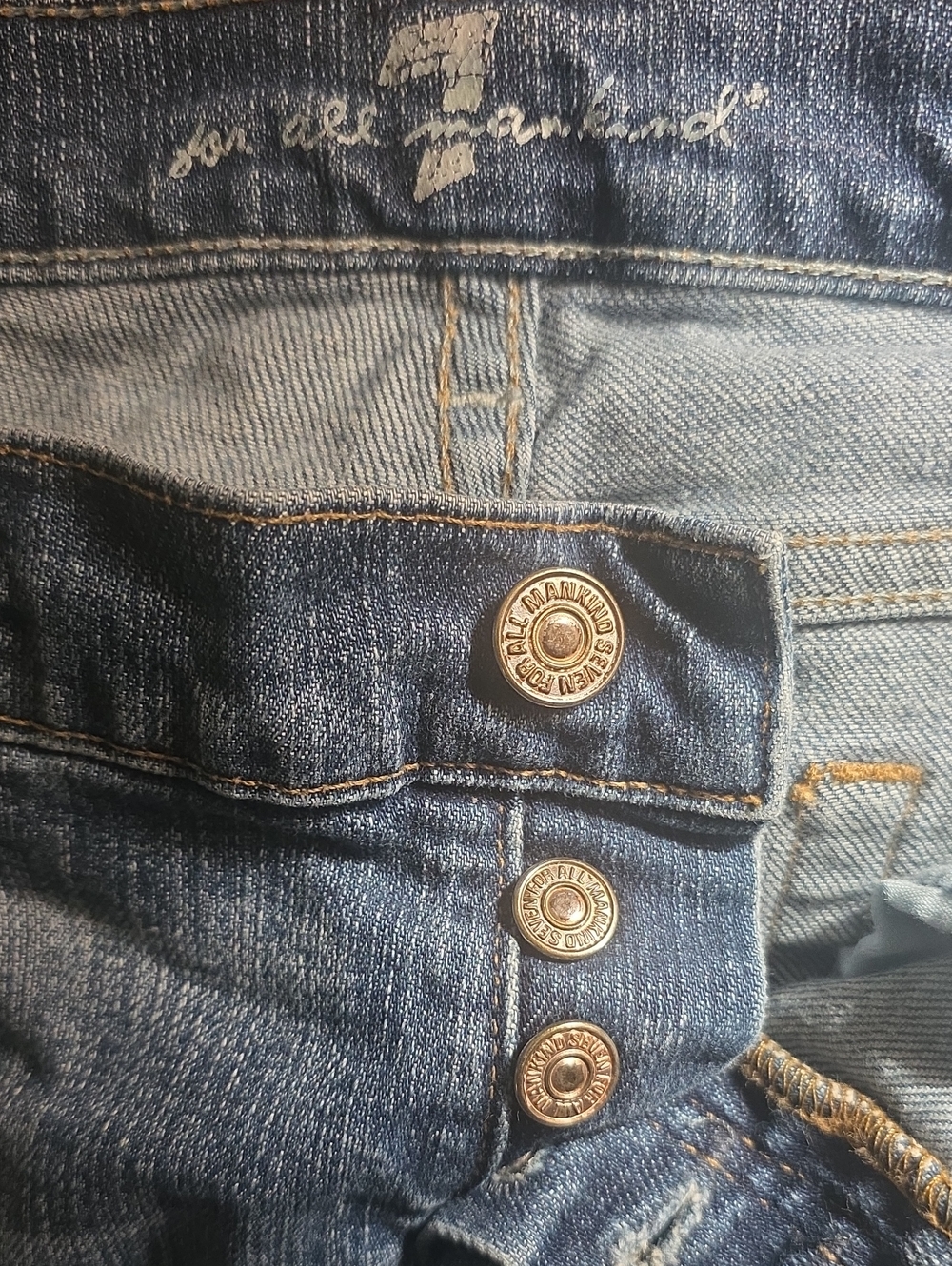 7 For All Mankind Blue 'Boy' Cut  Jeans with Button Fly